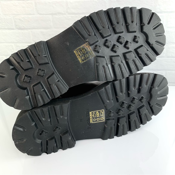 Free People Suede Leather Buckle Lug Double Up Moto Boots Chocolate Size 8 EU38 - Picture 15 of 15